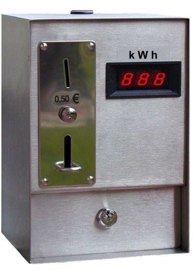 RVS Muntautomaat voor stroomverkoop per kWh 230V AC